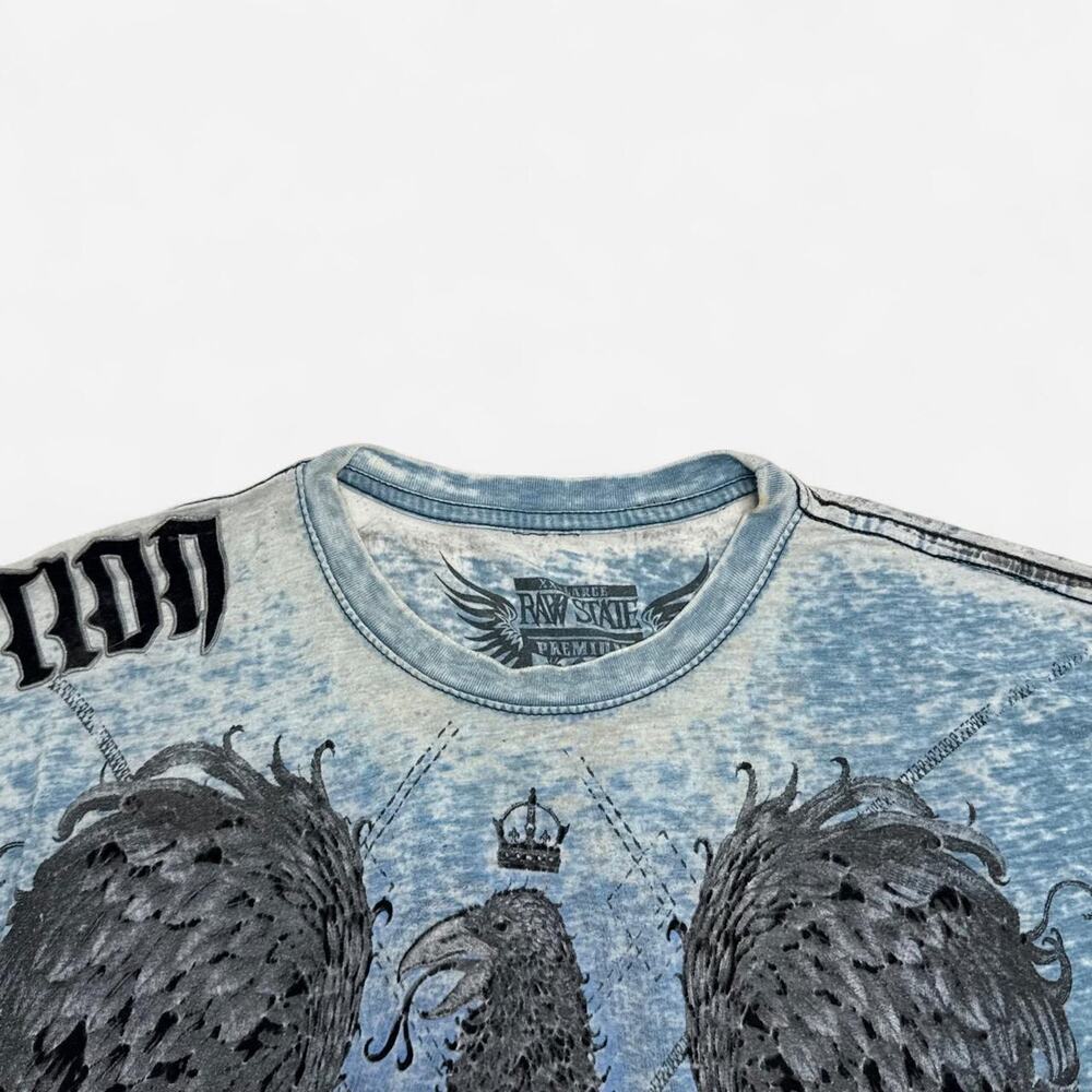 Raw State Premium Redemption Eagle Sword Cross Acid Wash Y2K T-Shirt XXL - Picture 6 of 7